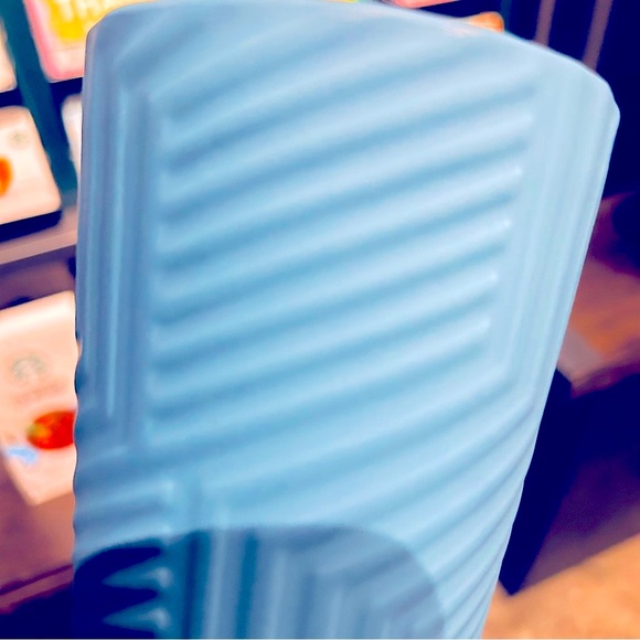 Starbucks Blue Ceramic Soft Touch Tumbler Geometric Hot Insulated Cup 12oz NWT - Picture 9 of 11